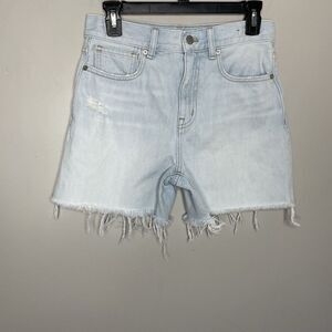 MADEWELL Jean Shorts Women 25 The '90s Mid-Length NEW Denim Raw Hem NQ236